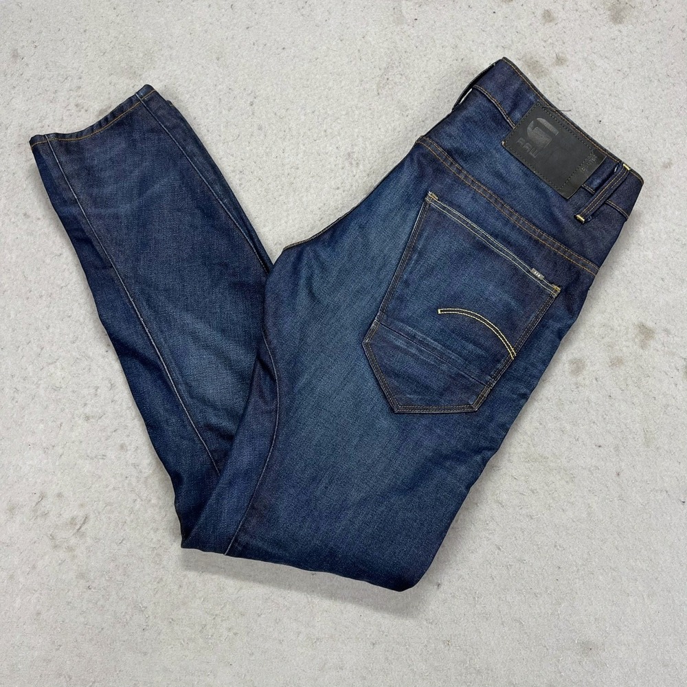 G-Star Raw Arc 3D Slim Jeans Mens 33x32 Dark Wash Indigo Denim Pants Italy